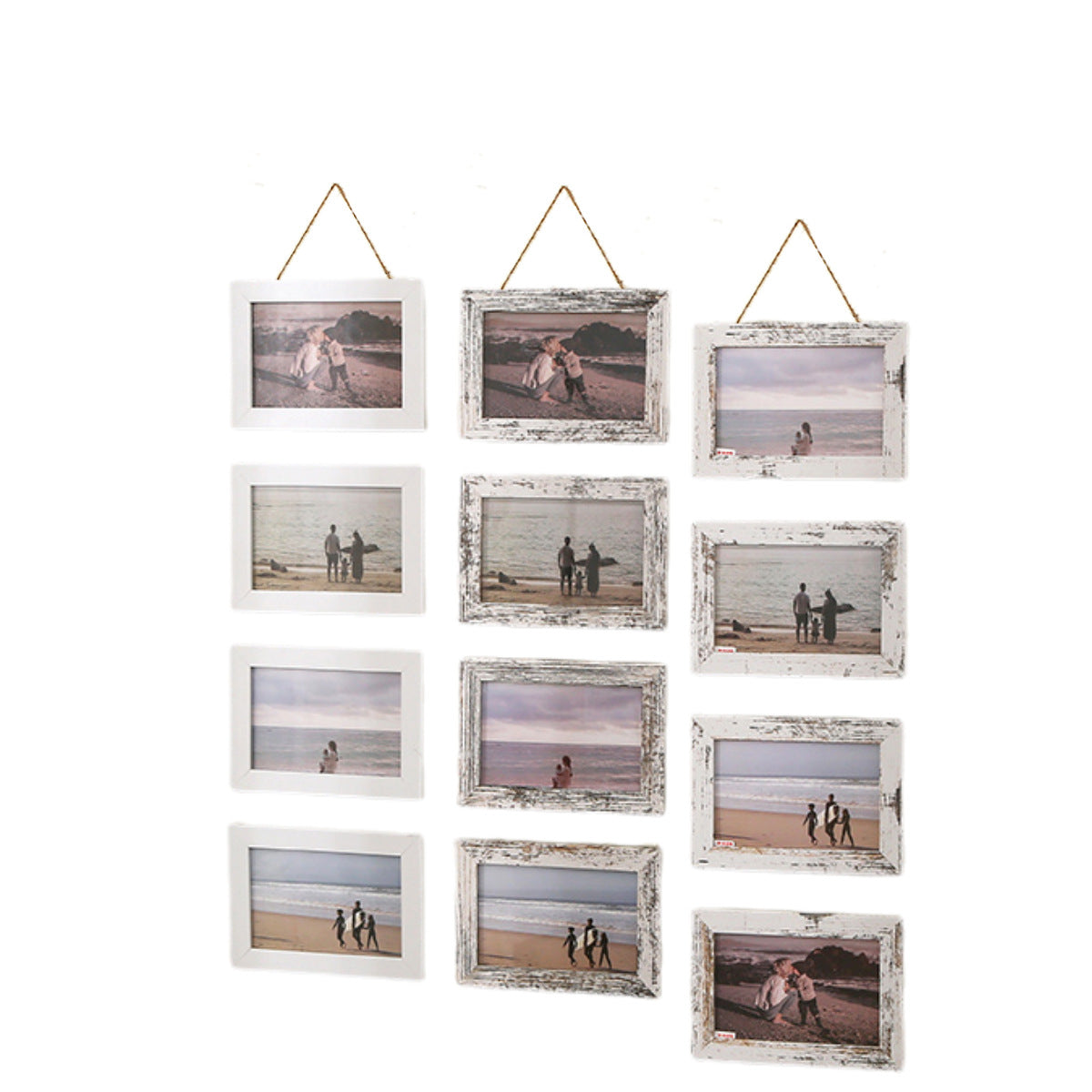 Hanging Rope Photo Wall Frame Set – Handmade Wooden Picture Display for Aesthetic Rooms