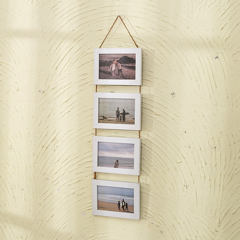 Hanging Rope Photo Wall Frame Set – Handmade Wooden Picture Display for Aesthetic Rooms
