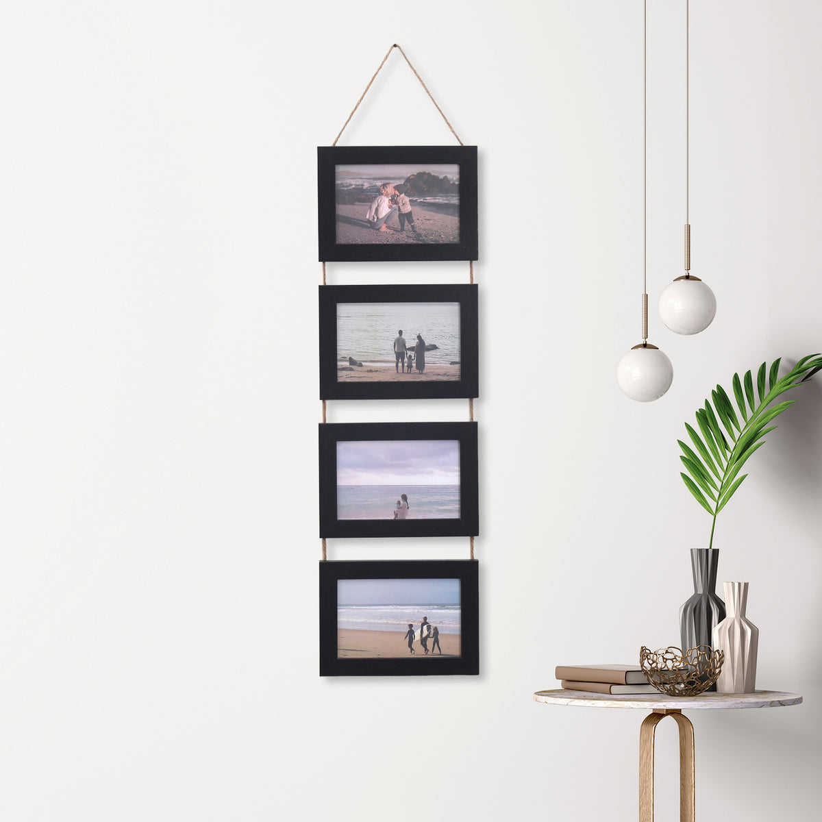 Hanging Rope Photo Wall Frame Set – Handmade Wooden Picture Display for Aesthetic Rooms