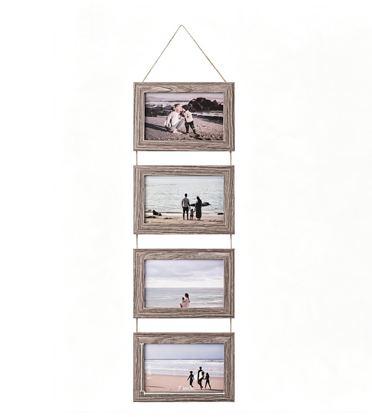 Hanging Rope Photo Wall Frame Set – Handmade Wooden Picture Display for Aesthetic Rooms