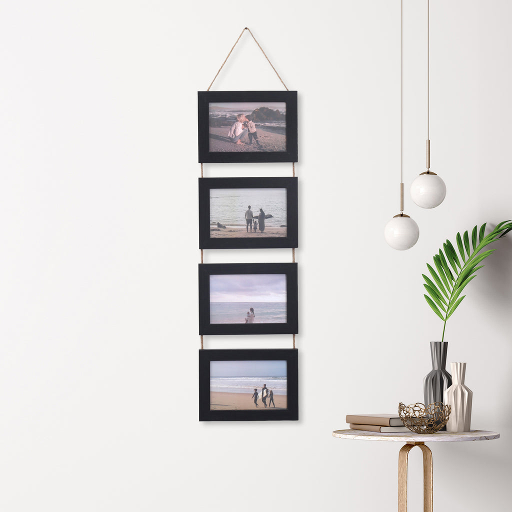 Hanging Rope Photo Wall Frame Set – Handmade Wooden Picture Display for Aesthetic Rooms