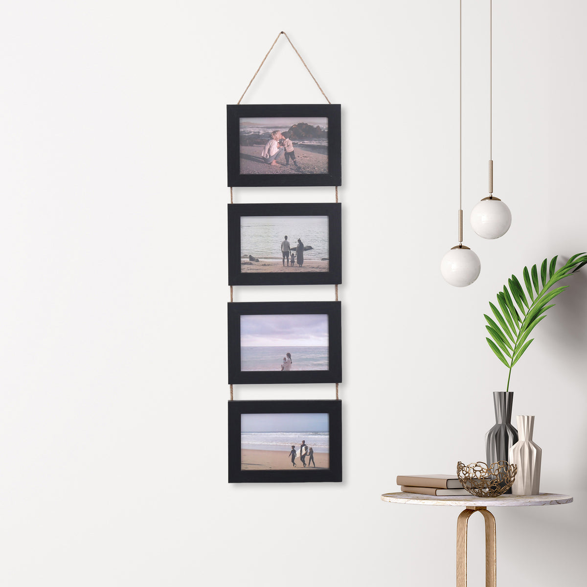 Hanging Rope Photo Wall Frame Set – Handmade Wooden Picture Display for Aesthetic Rooms