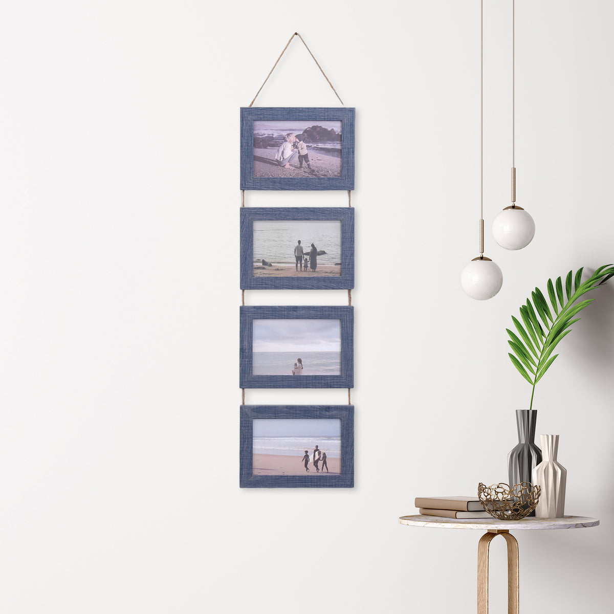 Hanging Rope Photo Wall Frame Set – Handmade Wooden Picture Display for Aesthetic Rooms