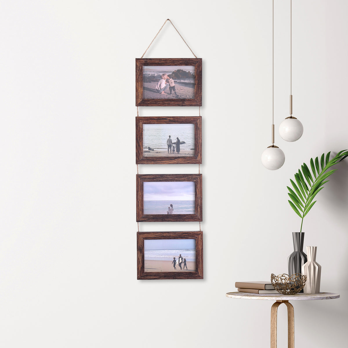 Hanging Rope Photo Wall Frame Set – Handmade Wooden Picture Display for Aesthetic Rooms