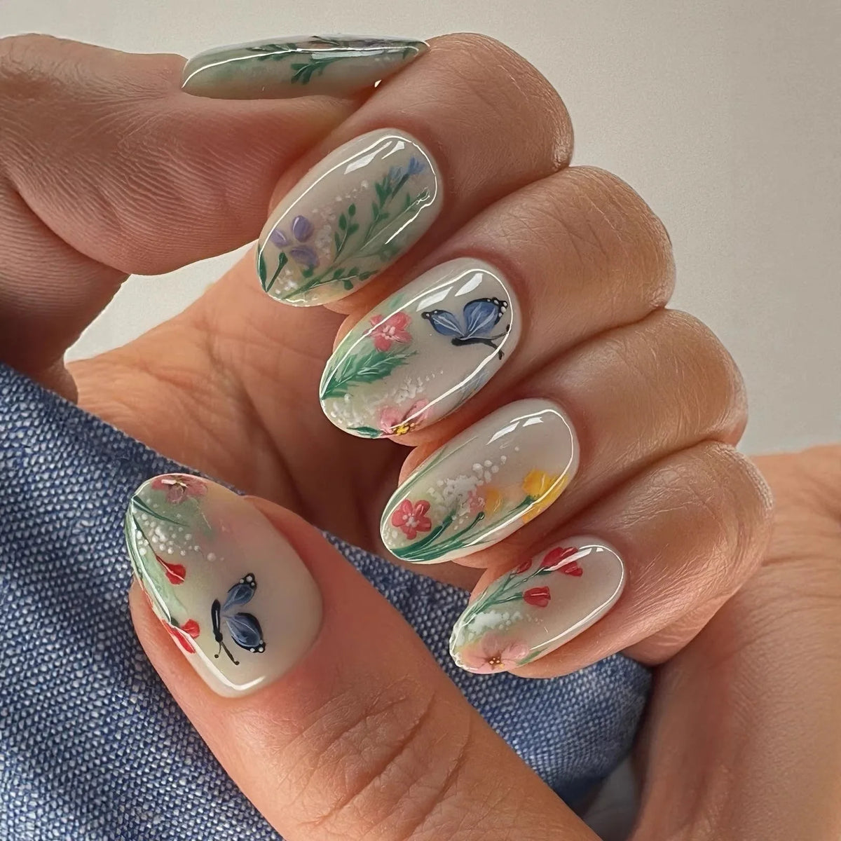 24pcs Pink Flower Almond Press on Nails Kawaii False Nails Wearable Stick-on Nails Fake Nail Uñas Postizas Накладные Ногти 네일팁