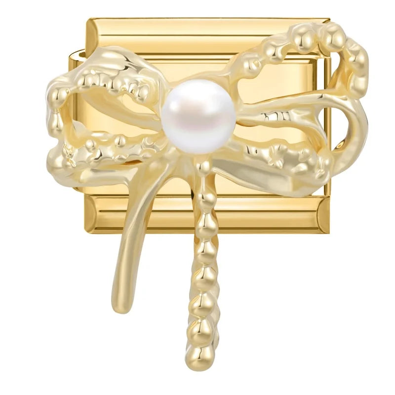 Premium Gold Color Zircon Bowknot Italian Charm Bracelet Stainless Steel Elastic Bracelet Link Bangle DIY Women Men Jewelry Gift