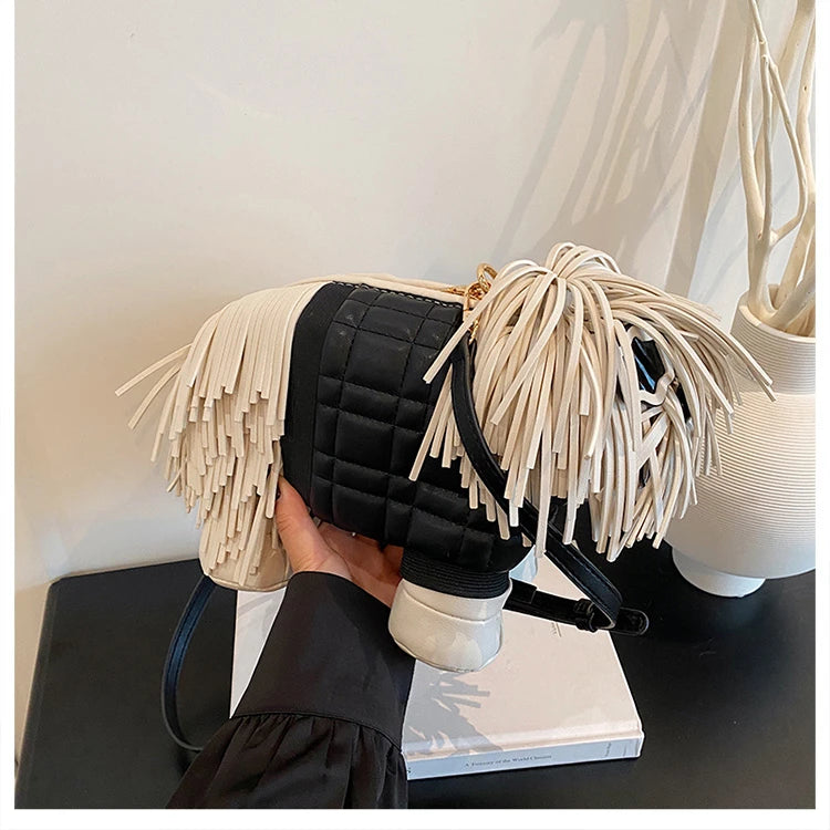 2026 Creative Funny Puppy Shape Crossbody Bags PU Personality Design Sense Tassel Bags Cute Fashion Versatile Women's Handbags
