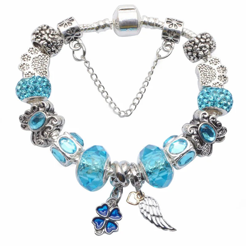 Romantic First My Mother Charm Bracelet For Women With Crystal DIY Beads Pendants Bracelets Fashion Jewelry Gift Dropshipping