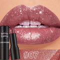 Nude Gray Metallic Lipstick Glitter Diamond Waterproof Long-Lasting Lip Gloss High Pigment Shiny Sparkling Pearl Lip Tint Makeup