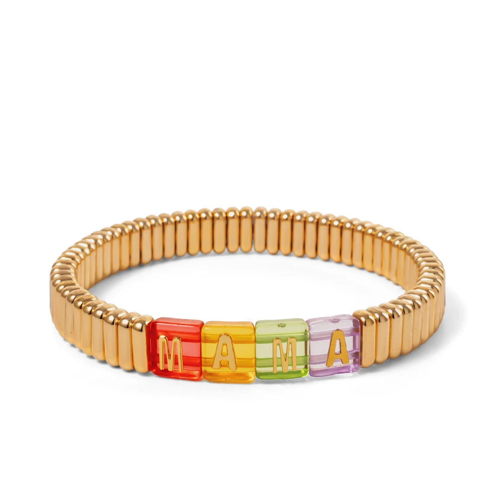 2024 New Enamel Bracelets For Women Colorful Pearl Charm Gold Color Bangle Bohomian Elastic Hand Jewelry