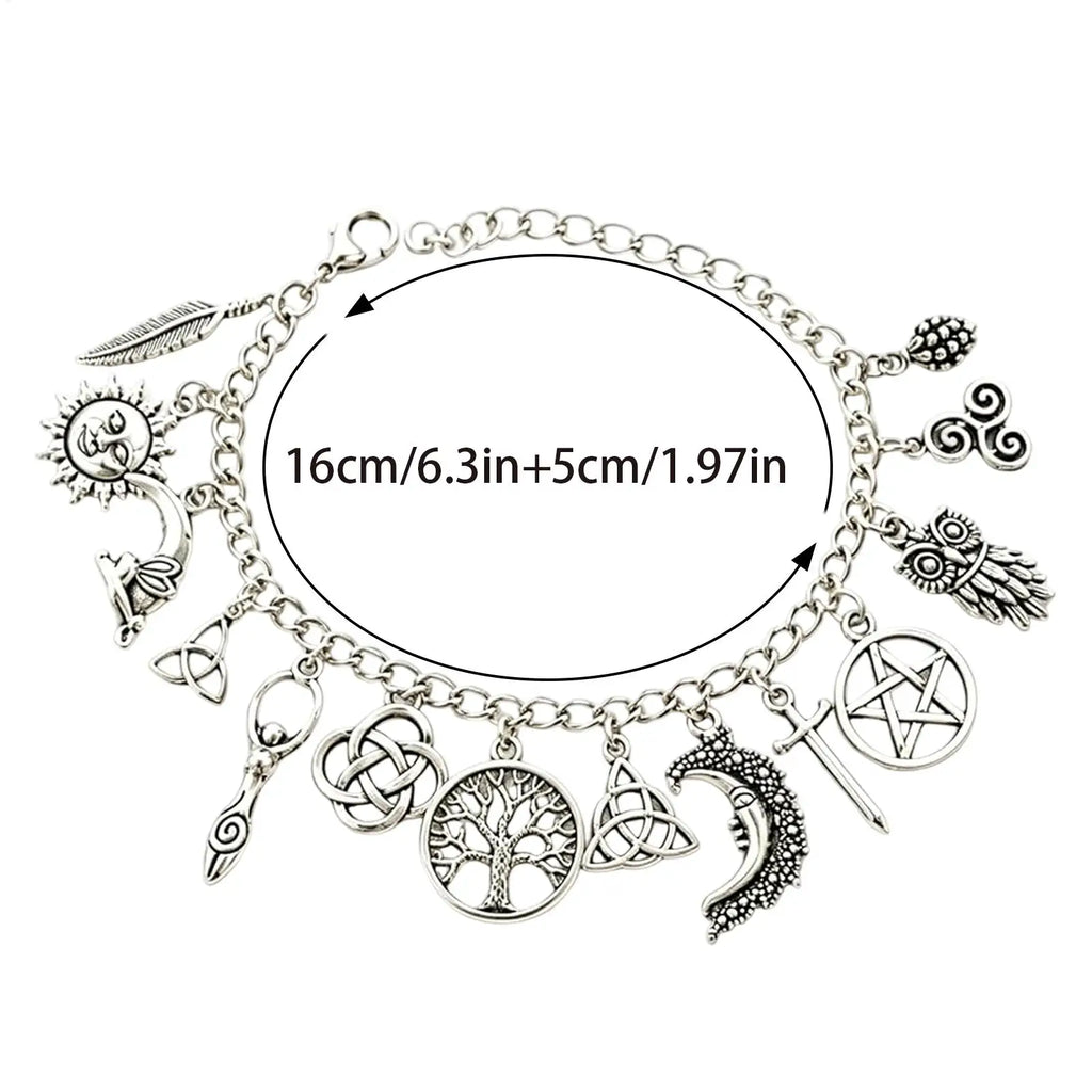 Women's Charm Bracelets Lightweight Adjustable Ziny Alloy Gothic Vintage Witchy Charm Bracelet for Dating Prom Ceremony