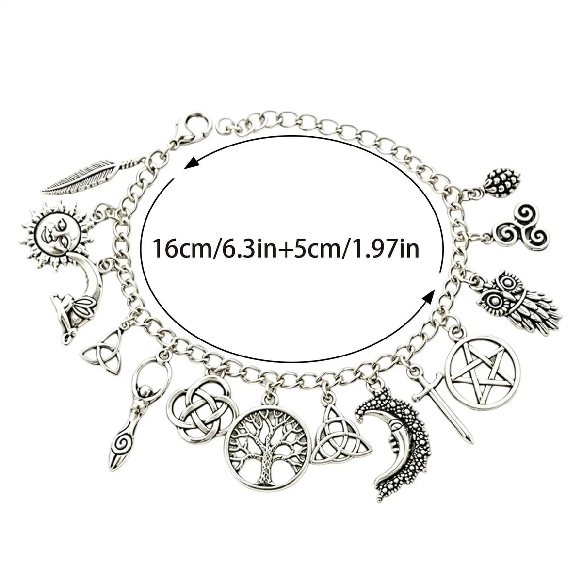 Women's Charm Bracelets Lightweight Adjustable Ziny Alloy Gothic Vintage Witchy Charm Bracelet for Dating Prom Ceremony