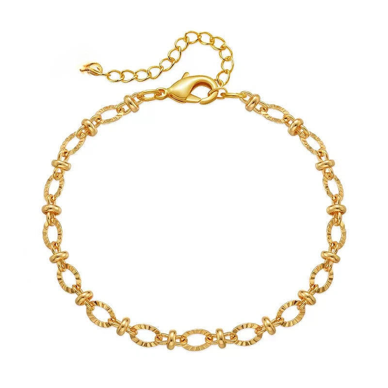 New charms 18k Gold Filled exquisite Chain Bracelets for Women fashion Wedding Party Gifts Street Versatile jewelry 18+4cm