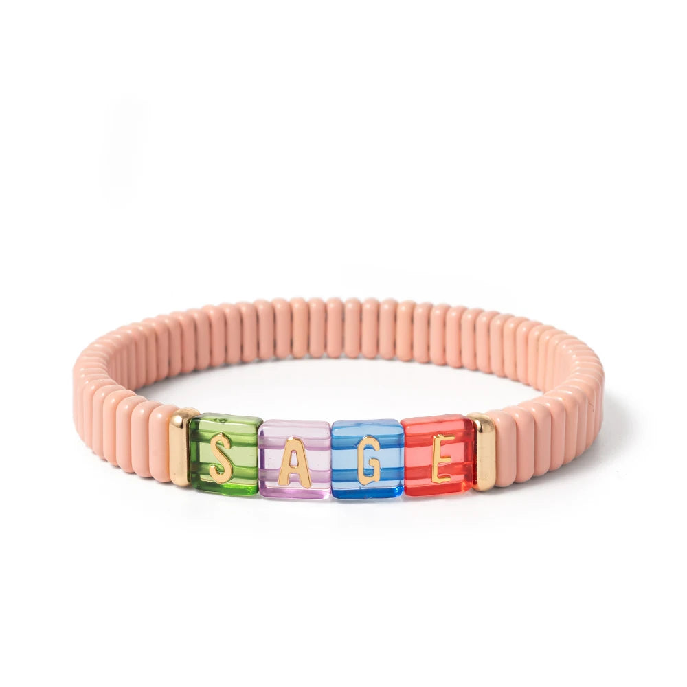 2024 New Enamel Bracelets For Women Colorful Pearl Charm Gold Color Bangle Bohomian Elastic Hand Jewelry