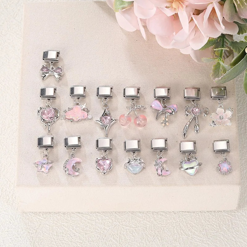 Fashion Starfish Shell Whale Pendant Series  Women Men Charm Link Fit 9mm Stainless Steel Italian Bracelet Making DIY Jewelrys