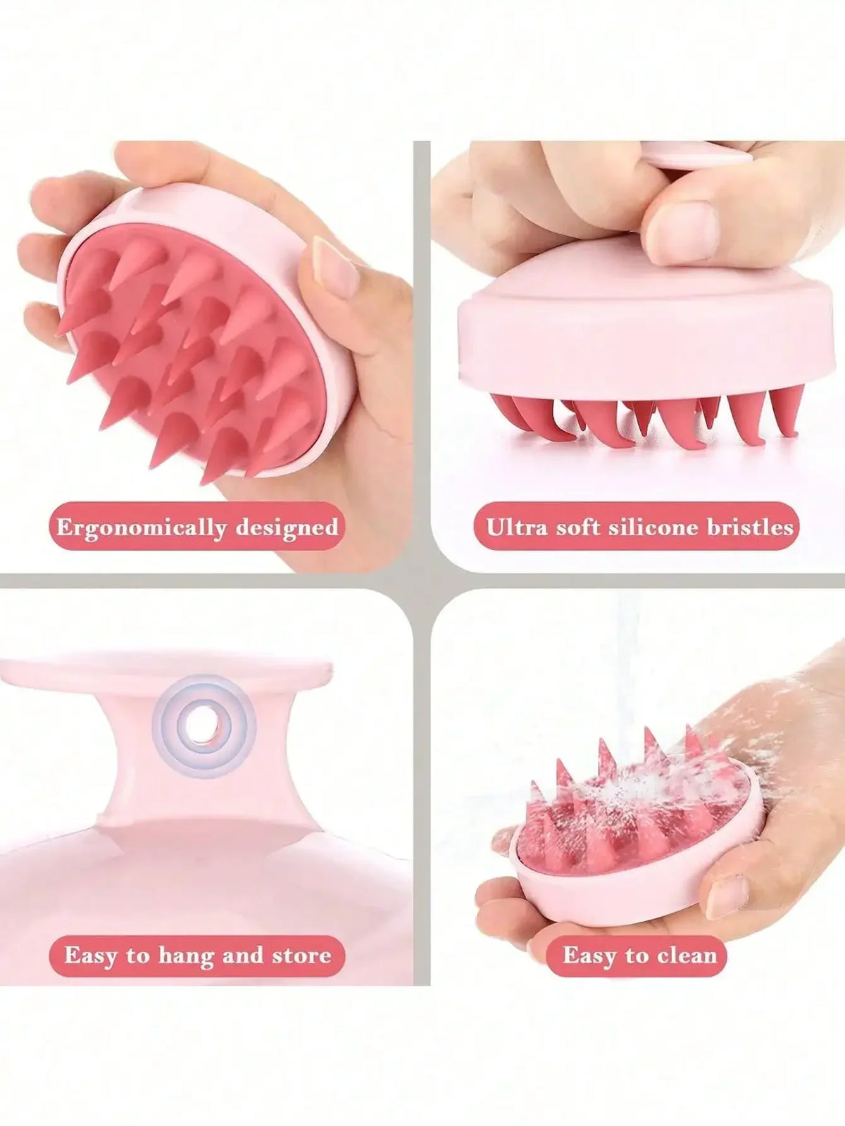 1pc Soft Silicone Scalp Massage Shampoo Brush, For Dry/Wet Hair (Curly/Straight) And All Hair Types, Bath Head Massage Comb. Can Be Used For Blow-Drying, Styling, Shampooing, Hair Care Massage. Portable And Easy To Clean, Sim