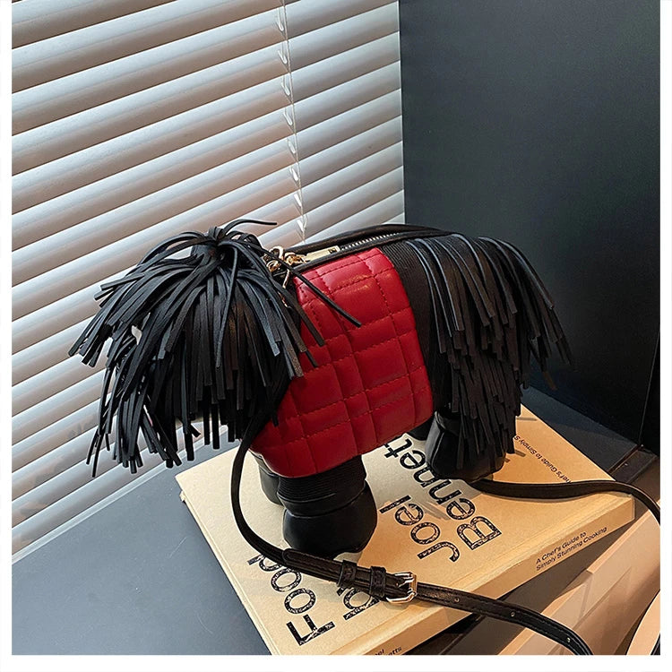 2026 Creative Funny Puppy Shape Crossbody Bags PU Personality Design Sense Tassel Bags Cute Fashion Versatile Women's Handbags