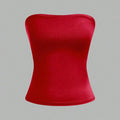 Women Red Solid Color Strapless Bandeau Top Casual Slim Fit Form Fitting Tube Top For Daily Wear Streetwear & Y2K Style
