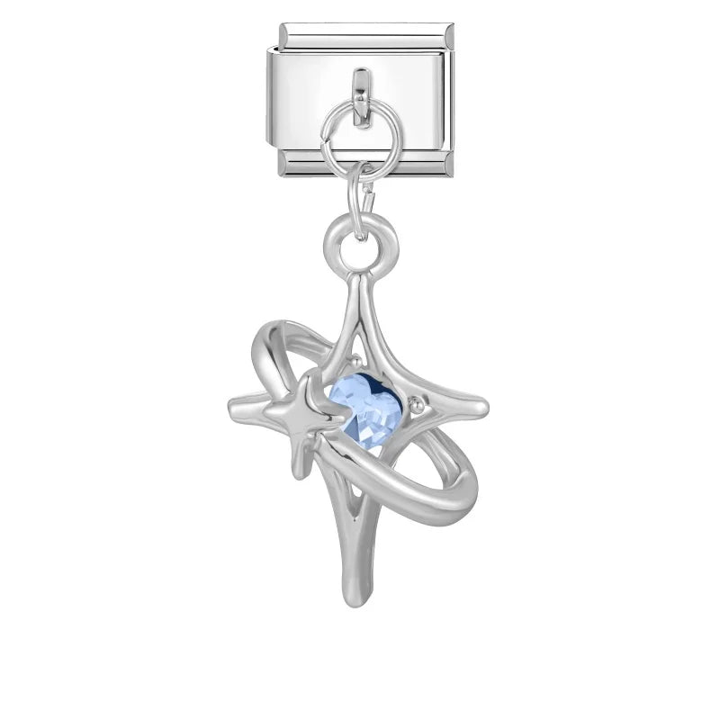 Fashion Blue Sereis Star Pearl Moon Butterfly Italian Charm Links Fit 9mm Stainless Steel Bracelet Women Jewelry DIY Making Gift