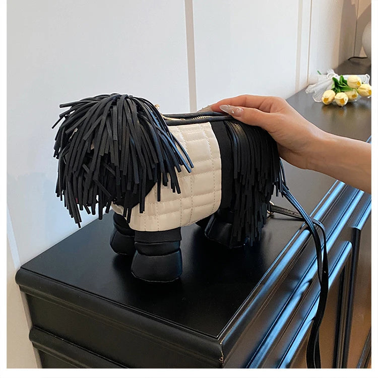 2026 Creative Funny Puppy Shape Crossbody Bags PU Personality Design Sense Tassel Bags Cute Fashion Versatile Women's Handbags