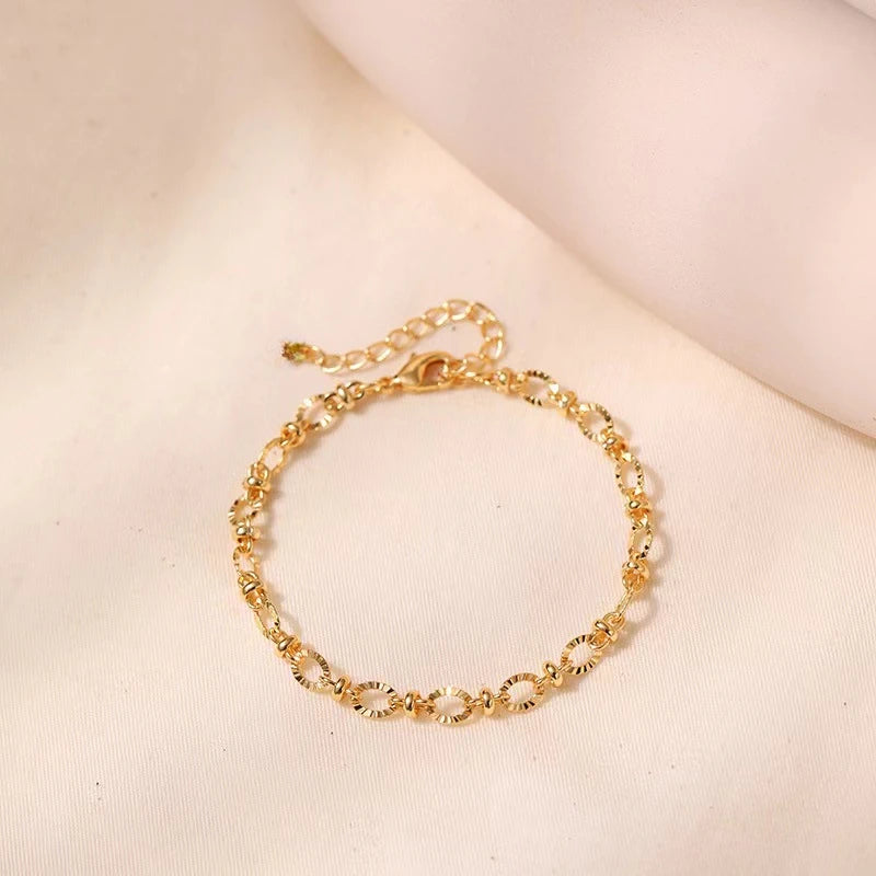 New charms 18k Gold Filled exquisite Chain Bracelets for Women fashion Wedding Party Gifts Street Versatile jewelry 18+4cm