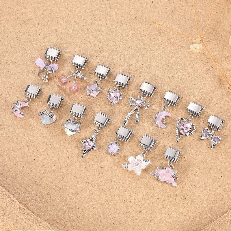 Fashion Starfish Shell Whale Pendant Series  Women Men Charm Link Fit 9mm Stainless Steel Italian Bracelet Making DIY Jewelrys