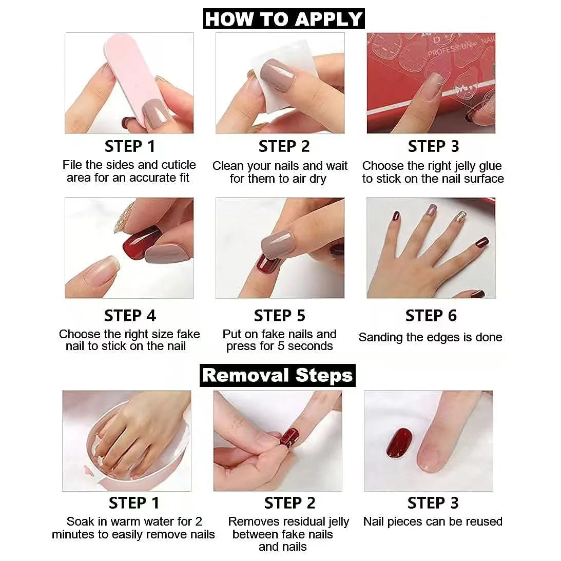 Handmade Nails Press Ons for Girls Spring Summer Self-adhesive Nail Tips Flowers Short Nails Fake Glued Nails with Box and Tools