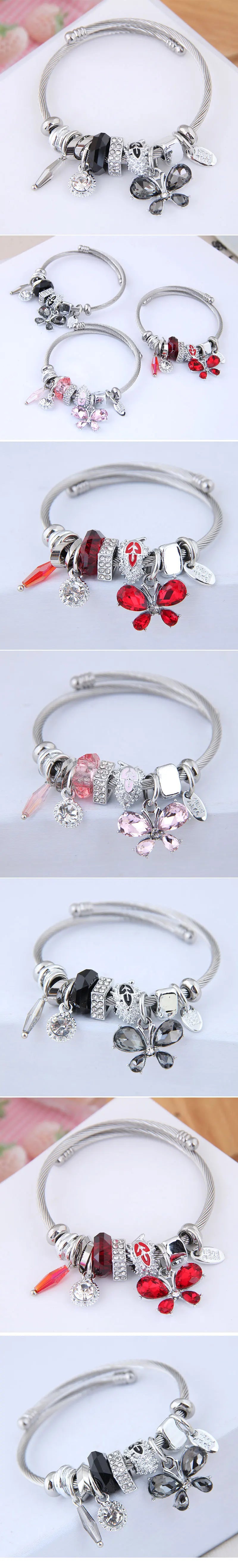 Charm Bracelets for Teen Girls Exquisite Cute Cartoon Friendship Bracelet Stainless Steel Bangle Birthday Gift Little Girls Kids