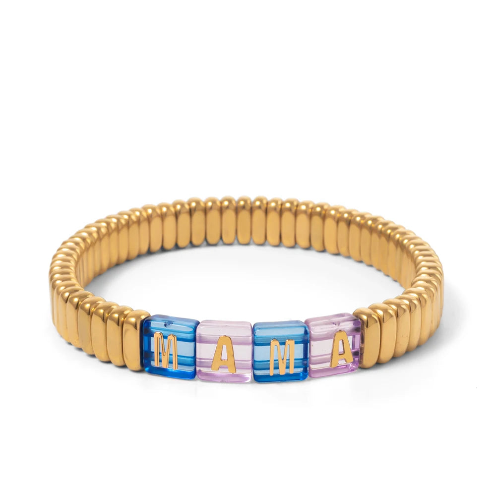 2024 New Enamel Bracelets For Women Colorful Pearl Charm Gold Color Bangle Bohomian Elastic Hand Jewelry