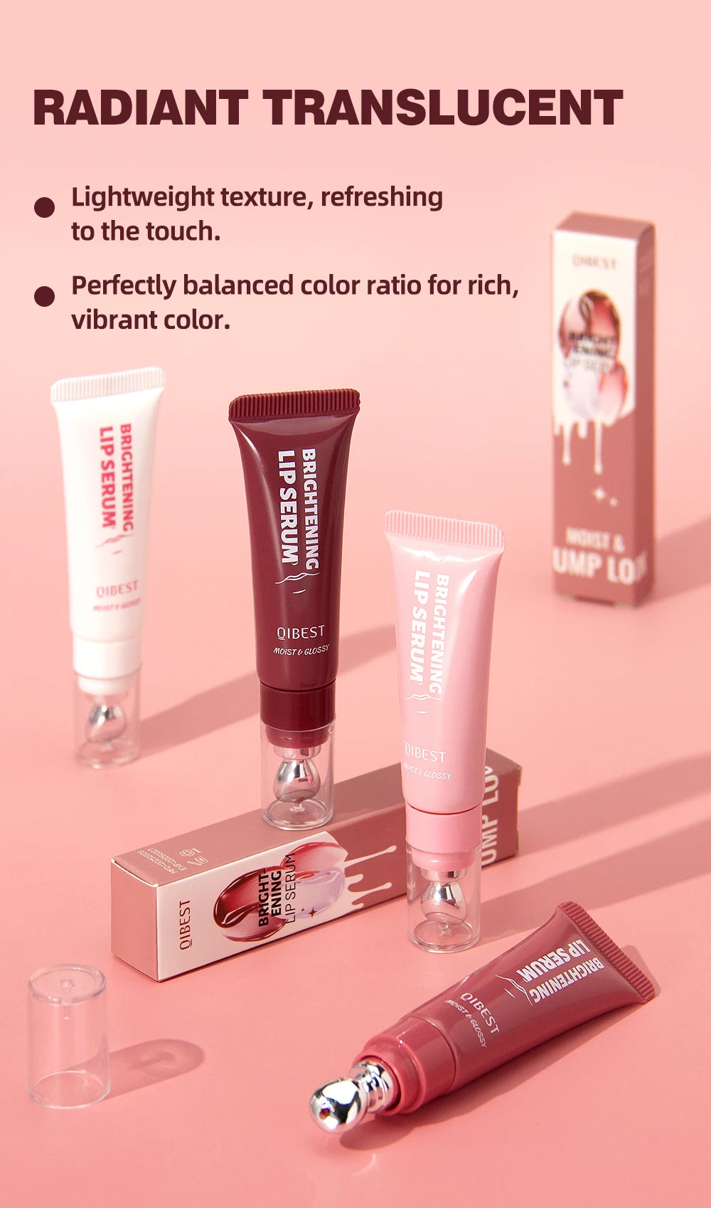 QIBEST Mirror Watery Crystal Jelly Lipgloss Tint Long Lasting Moisturizing Lipstick Shiny Glitter Lip Glaze Nourishing Makeup