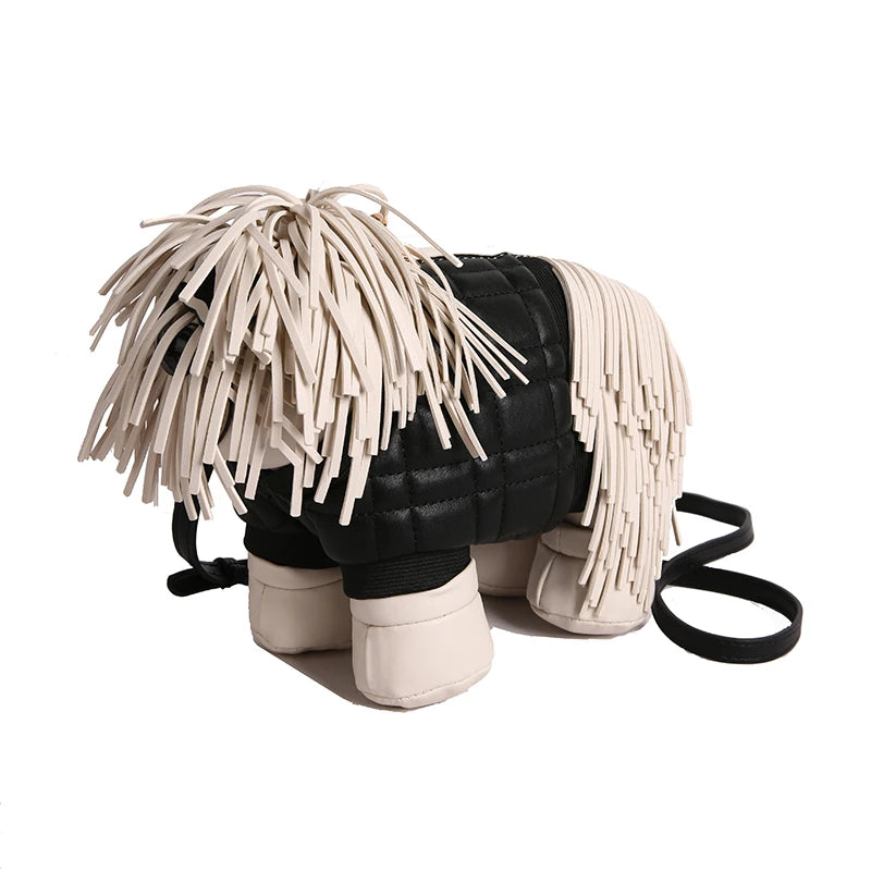 2026 Creative Funny Puppy Shape Crossbody Bags PU Personality Design Sense Tassel Bags Cute Fashion Versatile Women's Handbags