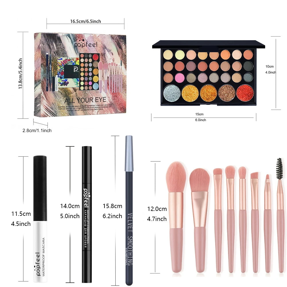 POPFEEL Eye Makeup Kit, Featuring a 40-Color Eyeshadow Palette and Eyebrow Pens. Perfect for Beginners and as a Thoughtful Gift
