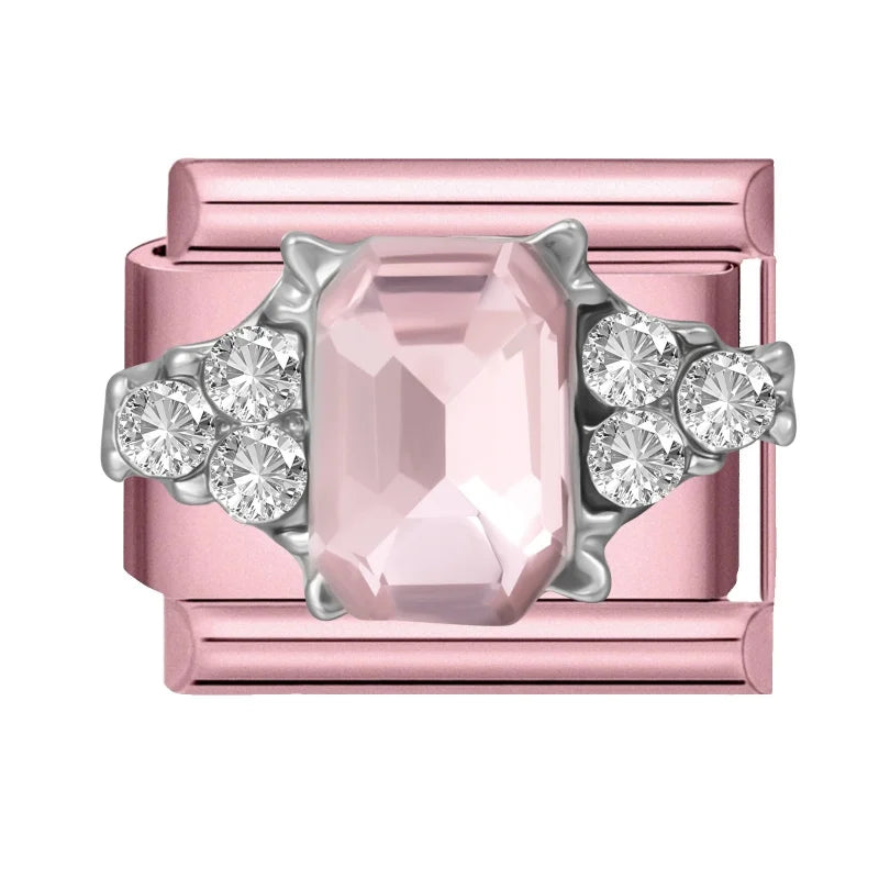 Fashion Pink Dreamy Crystal Butterfly Bow Heart Star Shell Star Charm Fit 9mm Stainless Steel Bracelet Women DIY Making Jewelry