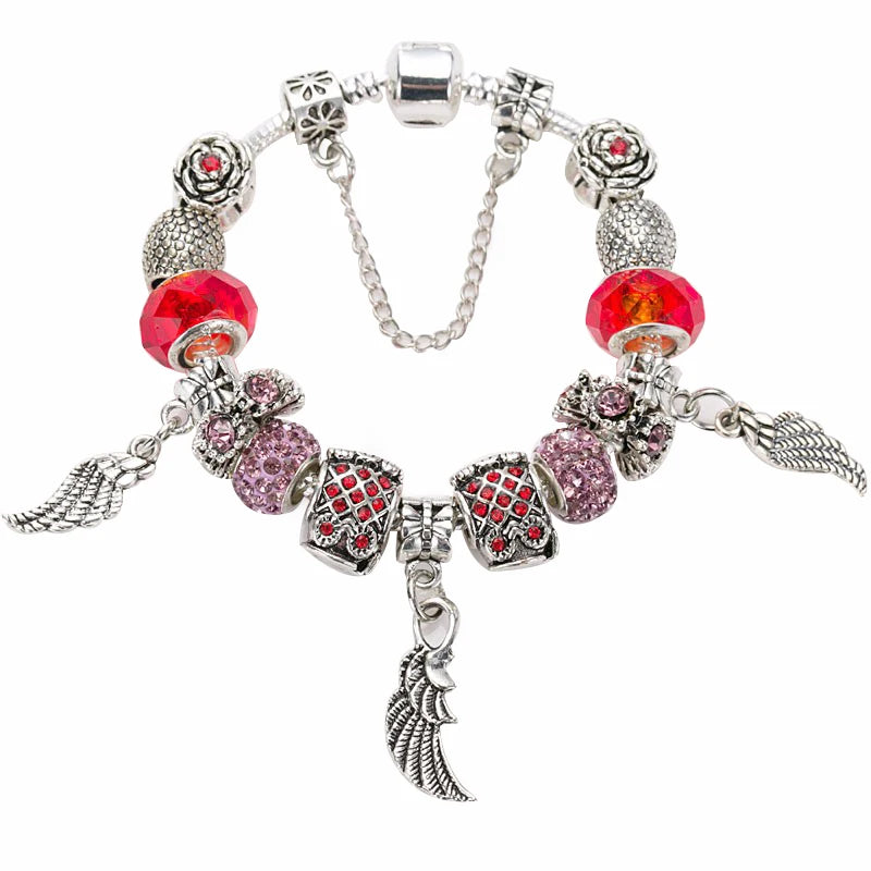 Romantic First My Mother Charm Bracelet For Women With Crystal DIY Beads Pendants Bracelets Fashion Jewelry Gift Dropshipping