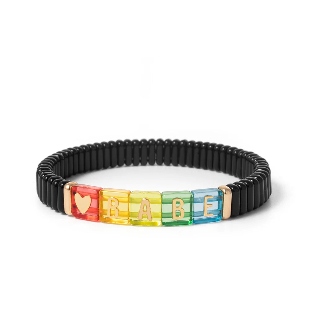 2024 New Enamel Bracelets For Women Colorful Pearl Charm Gold Color Bangle Bohomian Elastic Hand Jewelry