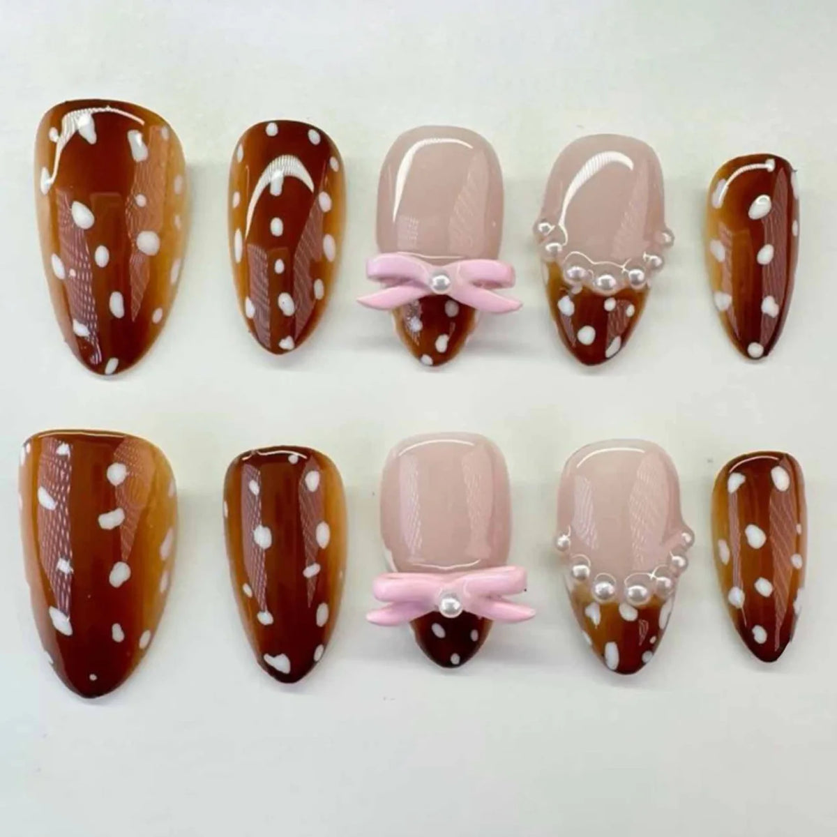 24pcs Pink Flower Almond Press on Nails Kawaii False Nails Wearable Stick-on Nails Fake Nail Uñas Postizas Накладные Ногти 네일팁
