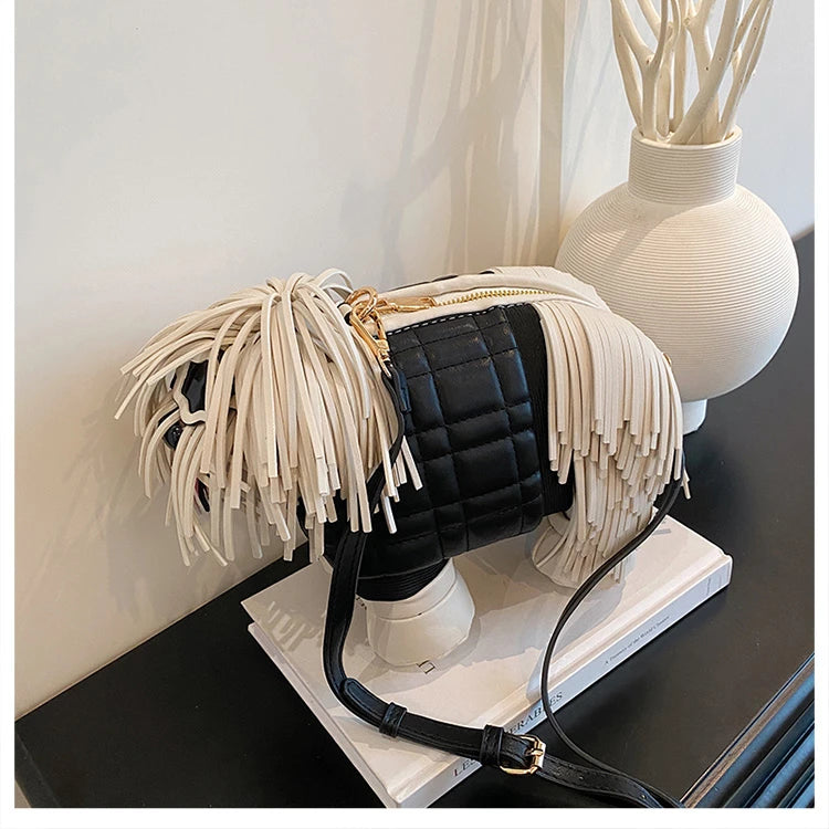 2026 Creative Funny Puppy Shape Crossbody Bags PU Personality Design Sense Tassel Bags Cute Fashion Versatile Women's Handbags