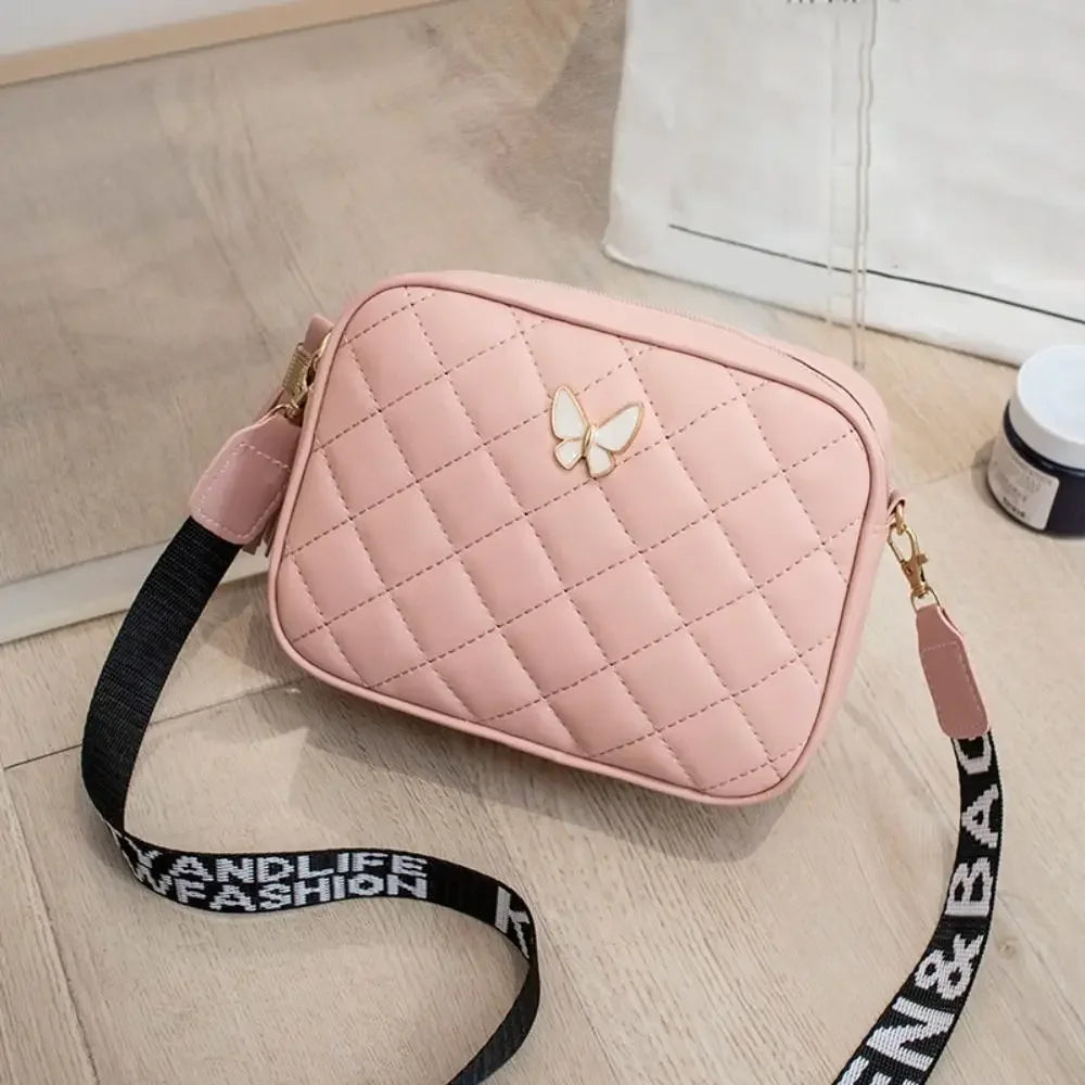 Single Shoulder Women's Handbags Daily Lingge Tassel Accessories PU Leather Messenger Bag Butterfly Tags Crossbody Bag Girls