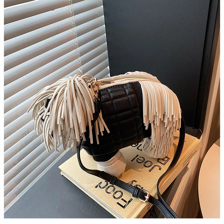 2026 Creative Funny Puppy Shape Crossbody Bags PU Personality Design Sense Tassel Bags Cute Fashion Versatile Women's Handbags