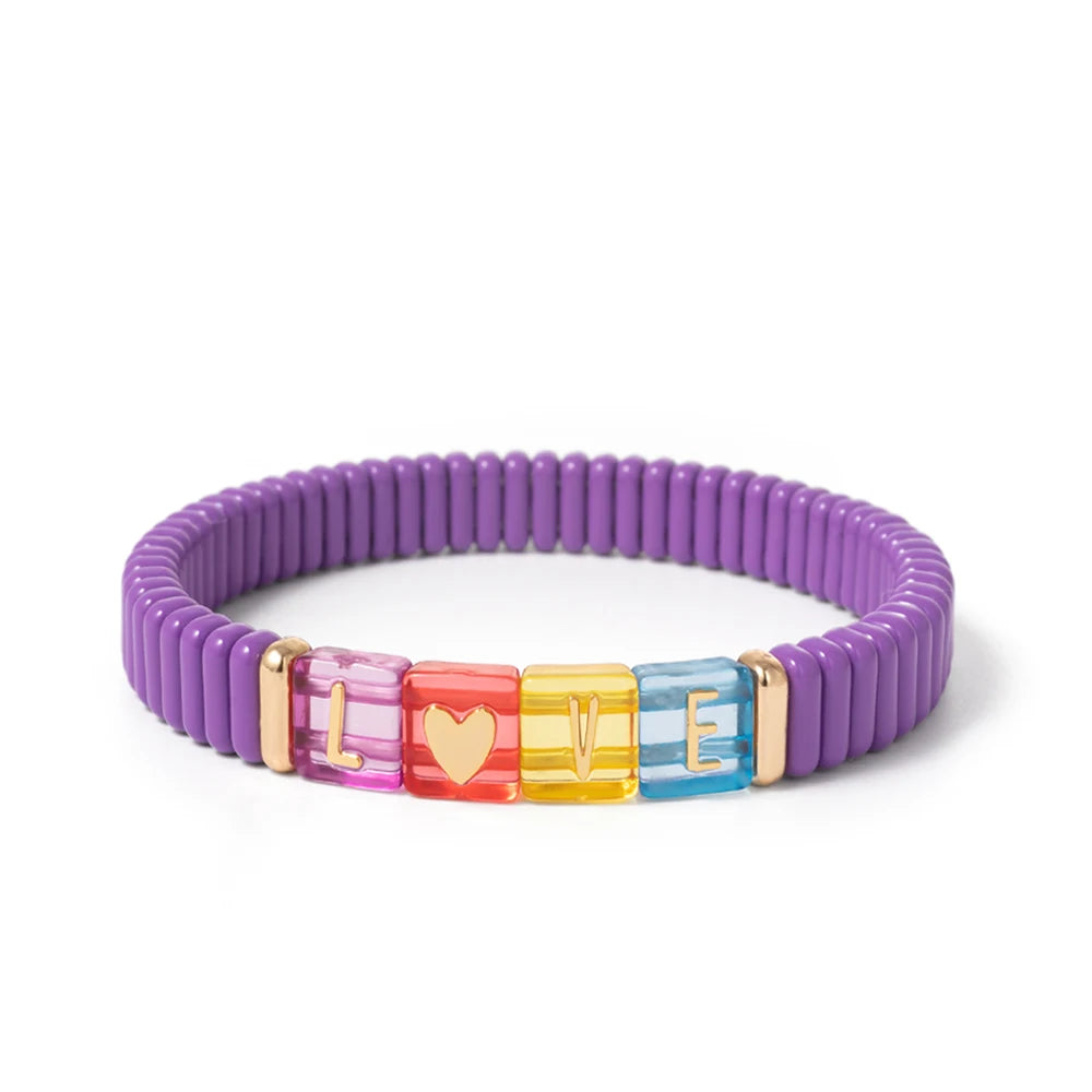 2024 New Enamel Bracelets For Women Colorful Pearl Charm Gold Color Bangle Bohomian Elastic Hand Jewelry