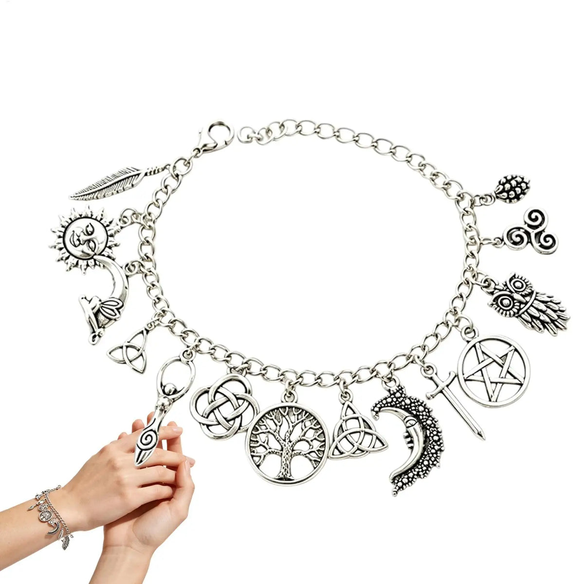 Women's Charm Bracelets Lightweight Adjustable Ziny Alloy Gothic Vintage Witchy Charm Bracelet for Dating Prom Ceremony