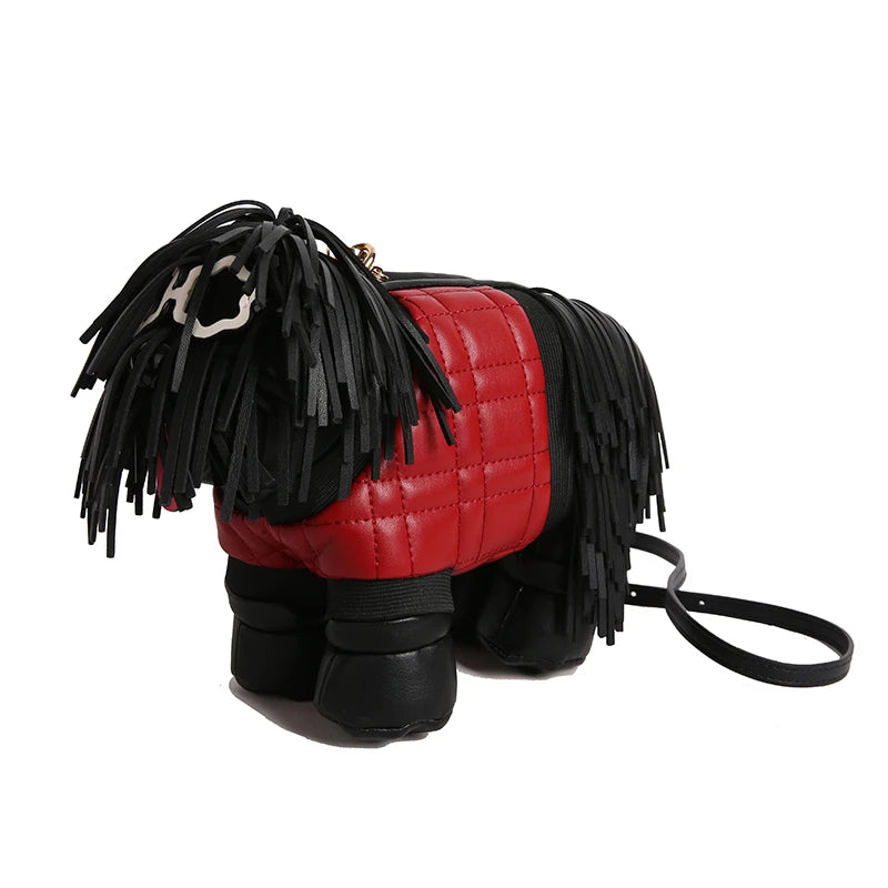 2026 Creative Funny Puppy Shape Crossbody Bags PU Personality Design Sense Tassel Bags Cute Fashion Versatile Women's Handbags