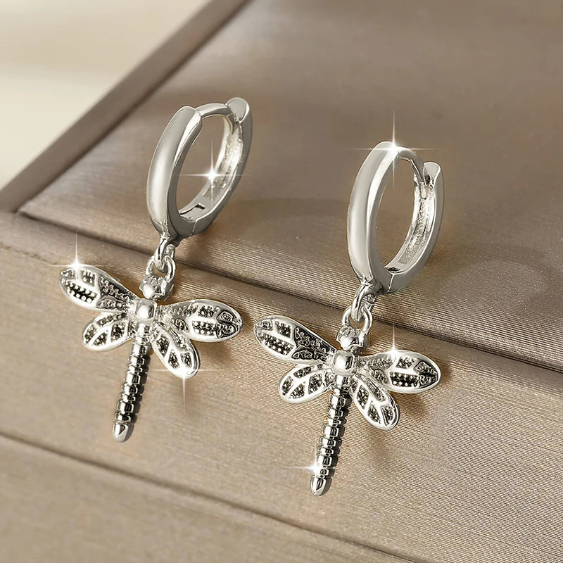 Huitan Cute Dragonfly Dangle Earrings for Women Minimalist Animal Drop Earrings Daily Party Statement Jewelry Gift Drop Shipping