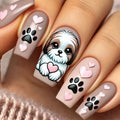 Cute Press on Nails Press ons Cute Press on Nails Set Cute Medium Press on Nails Dog Design Press on Nails Stickers False Nails