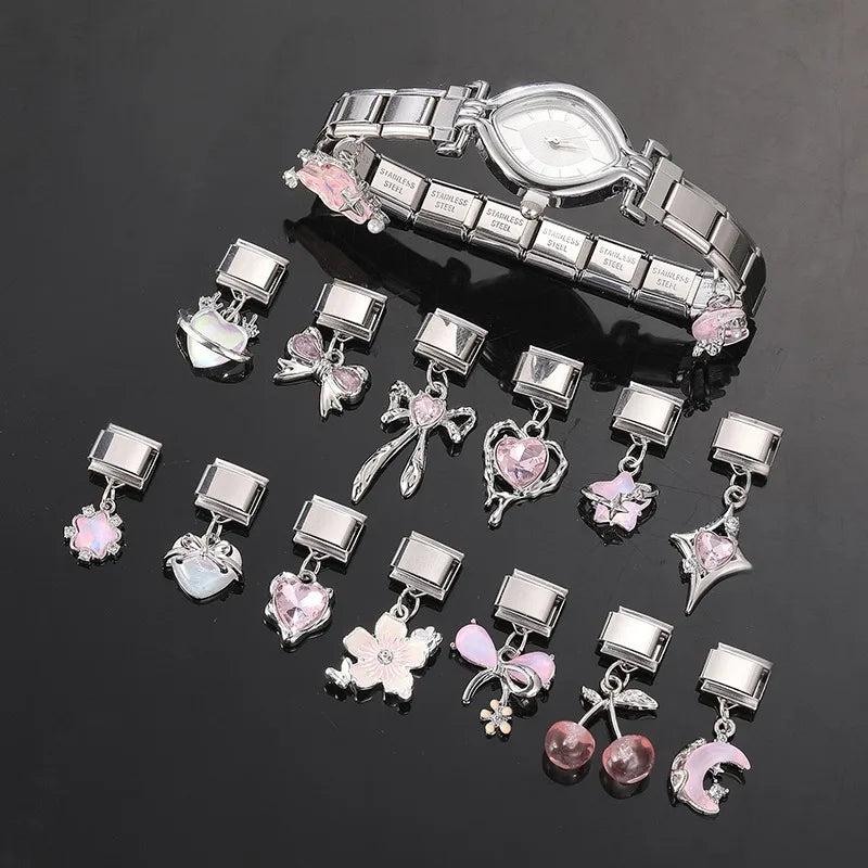 Fashion Starfish Shell Whale Pendant Series  Women Men Charm Link Fit 9mm Stainless Steel Italian Bracelet Making DIY Jewelrys
