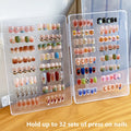 Nail Tips Display Book for 32 Set Press on Nails Gel Polish Storage Board Nail Art Showing Shelf Box