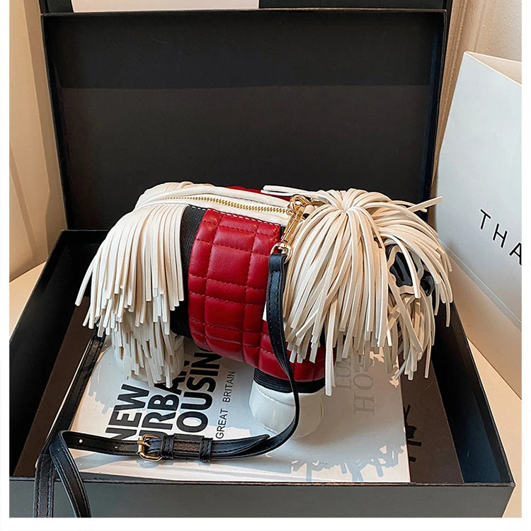 2026 Creative Funny Puppy Shape Crossbody Bags PU Personality Design Sense Tassel Bags Cute Fashion Versatile Women's Handbags