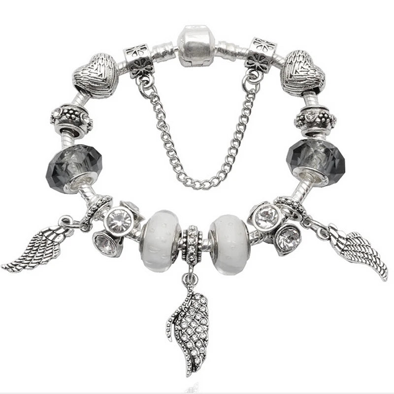 Romantic First My Mother Charm Bracelet For Women With Crystal DIY Beads Pendants Bracelets Fashion Jewelry Gift Dropshipping