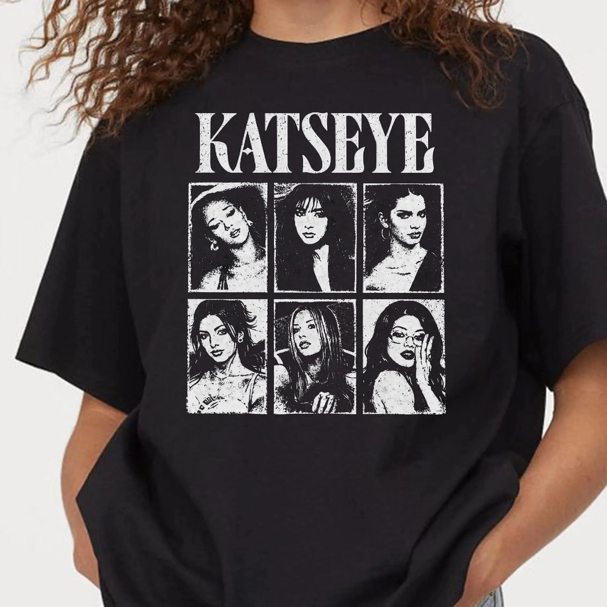 KATSEYE Kpop Girl Group Vintage 90s Bootleg T-shirt 6 Members Graphic Print Unisex Casual Streetwear Fans Gift Short Sleeve Tee