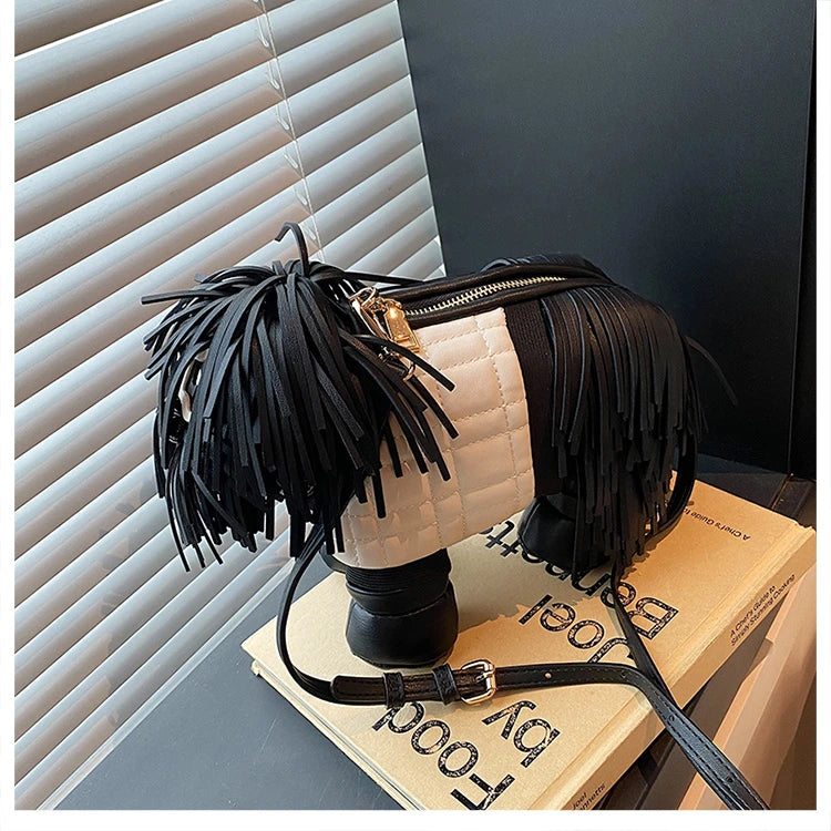 2026 Creative Funny Puppy Shape Crossbody Bags PU Personality Design Sense Tassel Bags Cute Fashion Versatile Women's Handbags